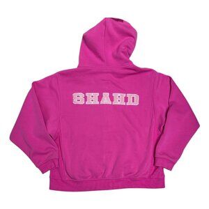 SHAHD NY Fleece PINK Full Zip Sweatshirt Designer Streetwear Hoodie Womens Small